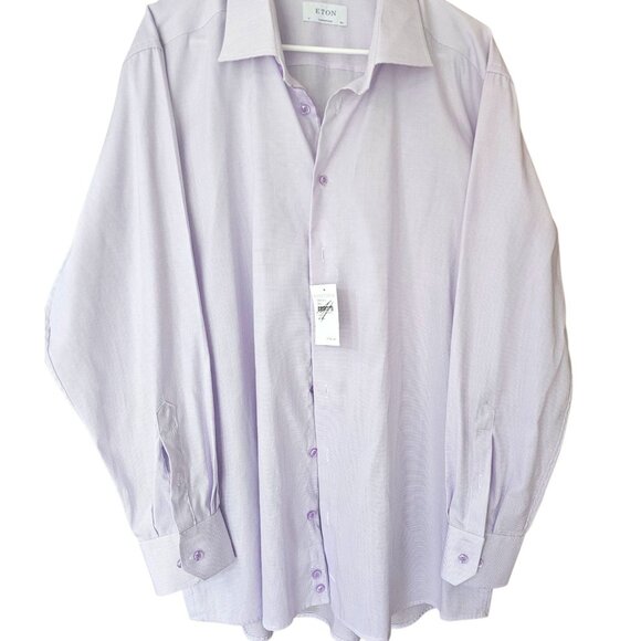 Eton Mens‎ Contemporary Fit Dress Shirt Size 18.5/47 Lavendar 100% Cotton NWD - Picture 5 of 11